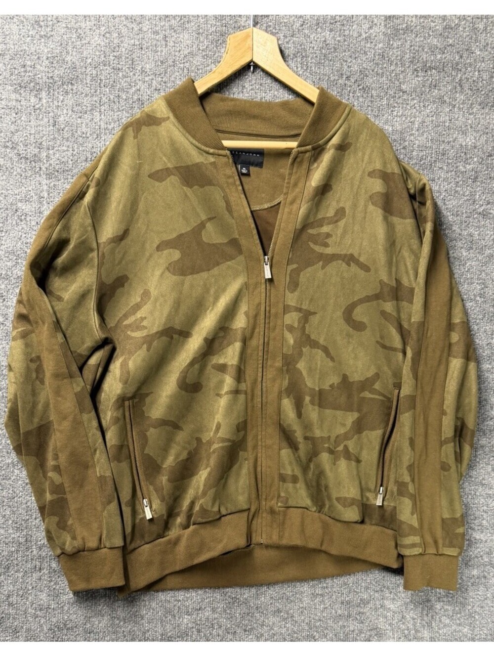Sean John Track Jacket Mens Size XL Green Camo Full Zip Logo Tape Streetwear